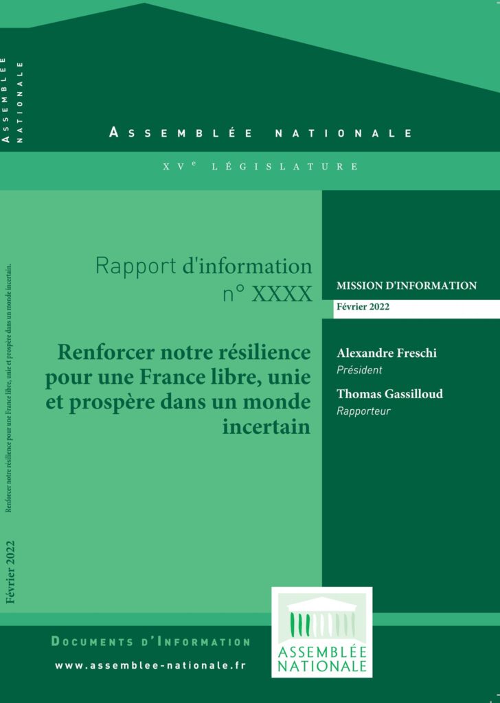 Le rapport de la mission d’information sur la résilience nationale est disponible !